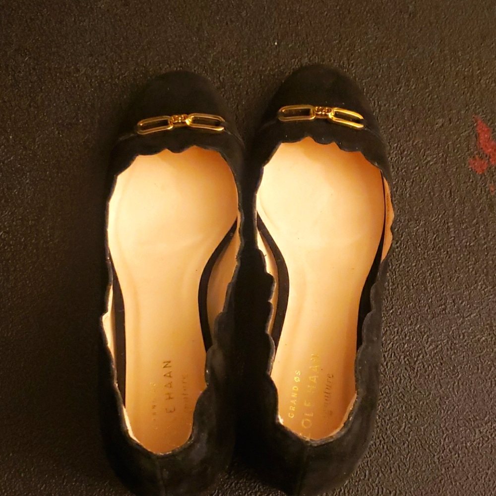 Cole Haan black suede block heels